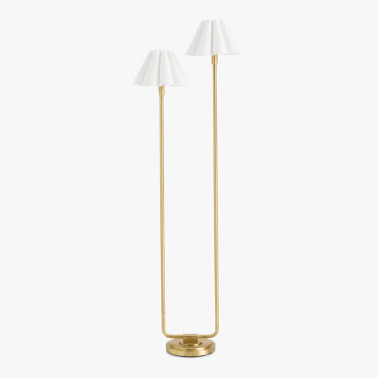 Capirise Stehlampe mit goldfarbenem gewelltem Schirm – Moderne Metallbeleuchtung fürs Schlafzimmer