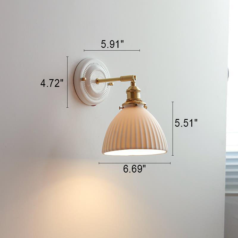Japanische Vintage Wandlampe aus Keramik und Messing mit 1 Leuchte