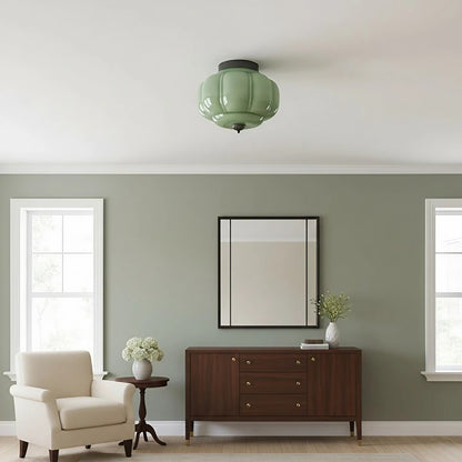 Eloise Milk Glass Ceiling Light - Vintage Flush Mount Ceiling Light