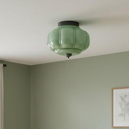 Eloise Milk Glass Ceiling Light - Vintage Flush Mount Ceiling Light