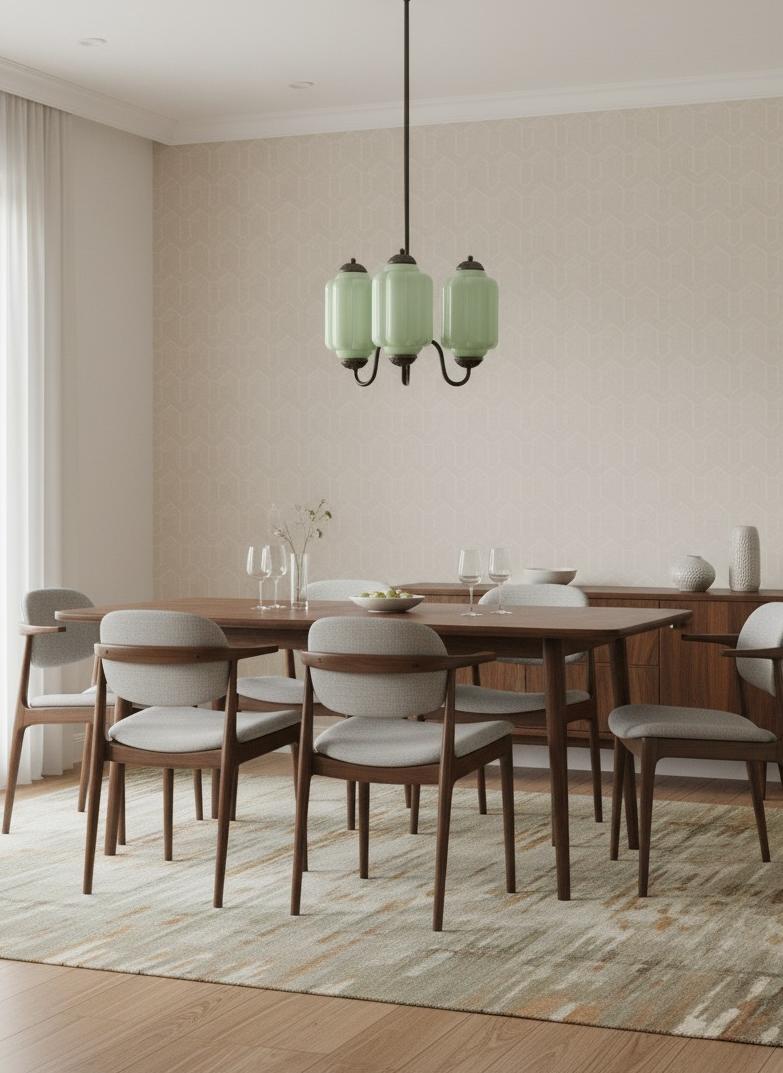 Vintage Eloise Glass Chandelier With 3 Lights