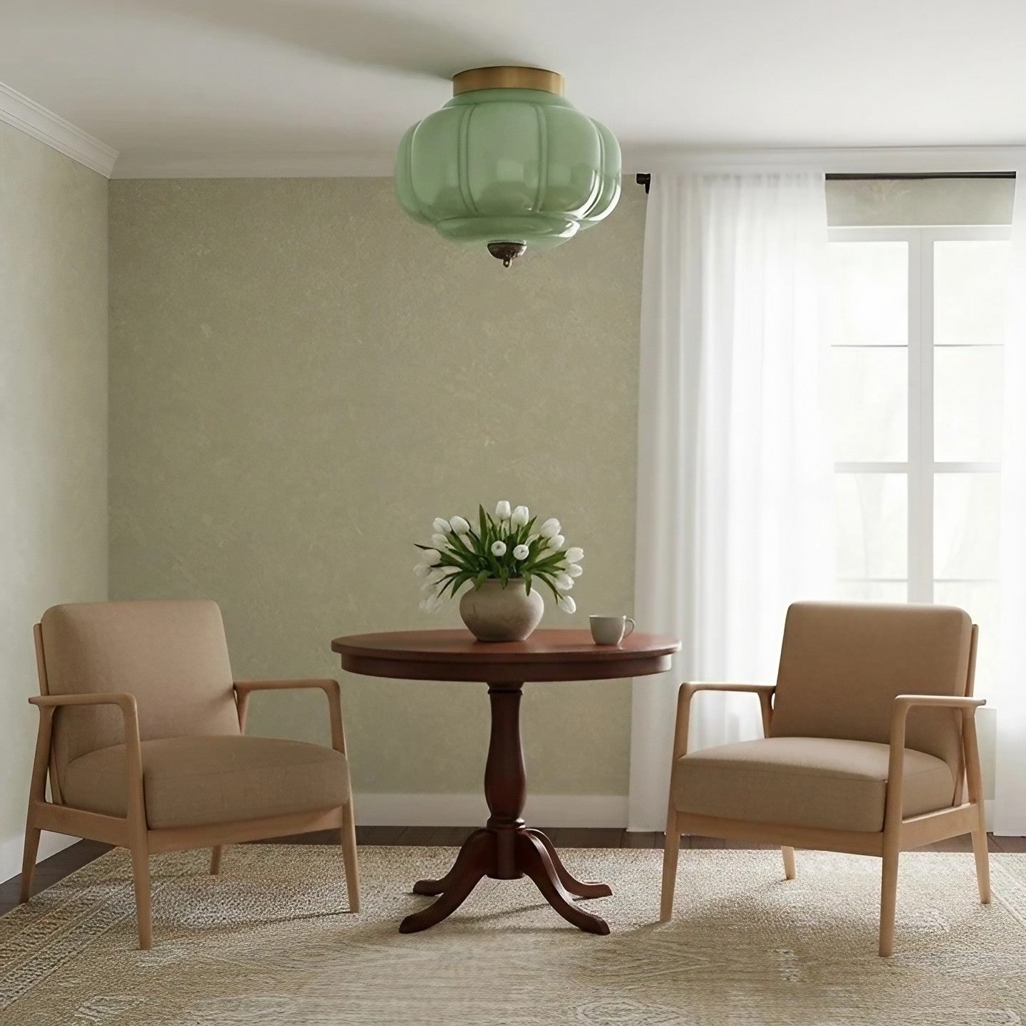 Eloise Milk Glass Ceiling Light - Vintage Flush Mount Ceiling Light