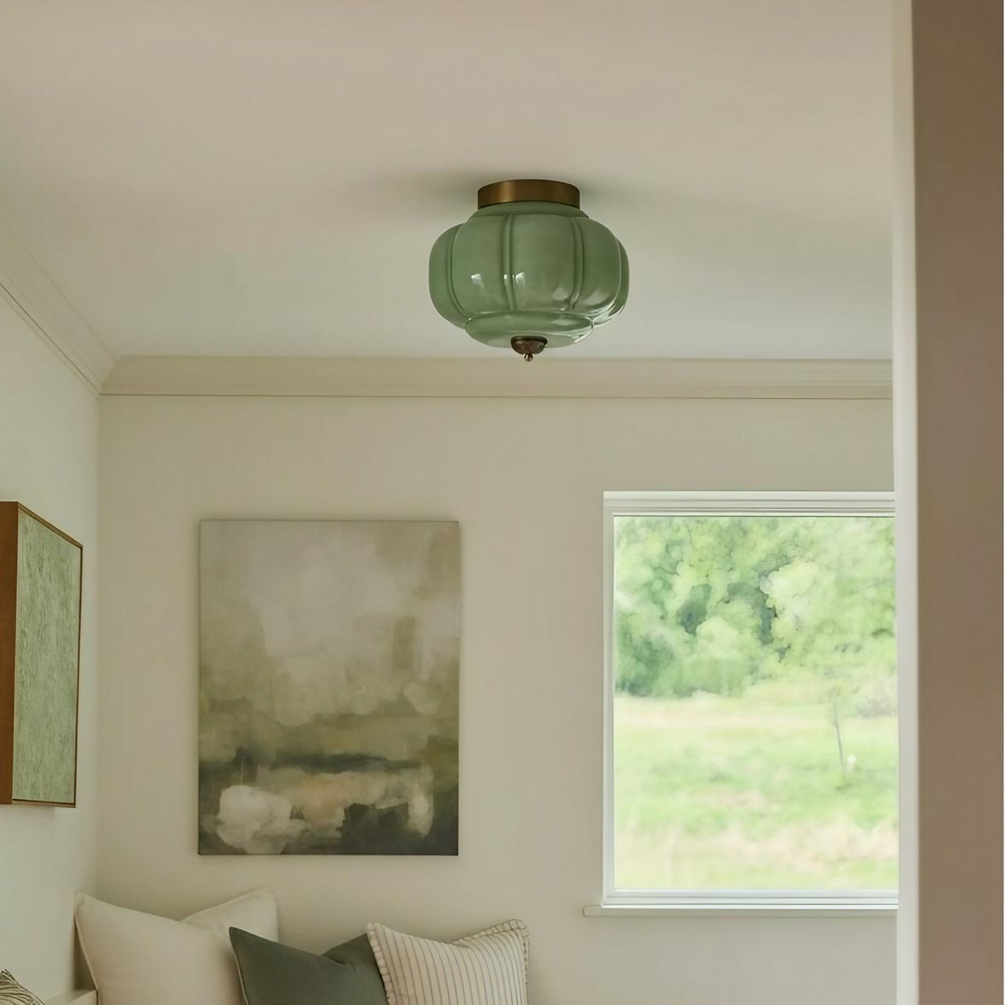 Eloise Milk Glass Ceiling Light - Vintage Flush Mount Ceiling Light
