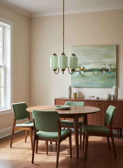 Vintage Eloise Glass Chandelier With 3 Lights