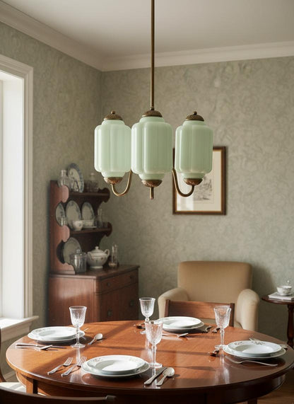 Vintage Eloise Glass Chandelier With 3 Lights