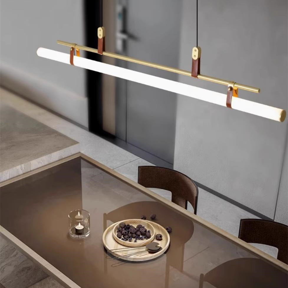 Modernes minimalistisches Langrohr Linearer LED Kronleuchter