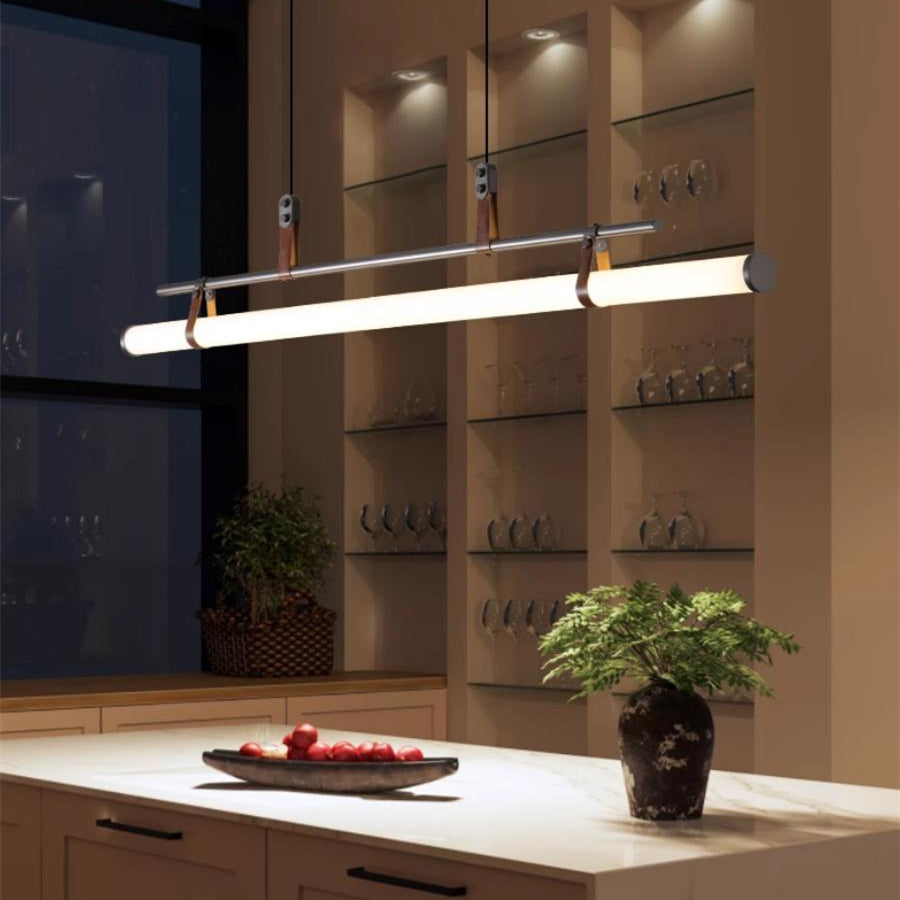 Modernes minimalistisches Langrohr Linearer LED Kronleuchter