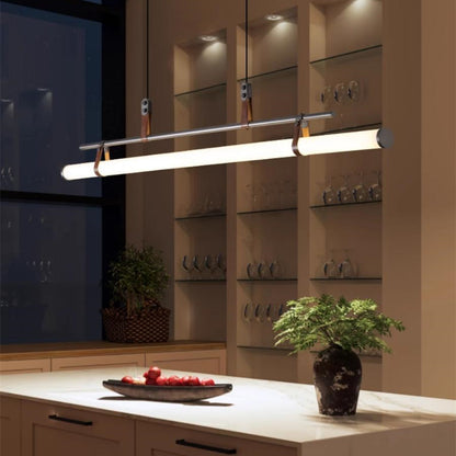 Modernes minimalistisches Langrohr Linearer LED Kronleuchter