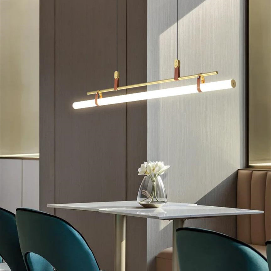 Modernes minimalistisches Langrohr Linearer LED Kronleuchter