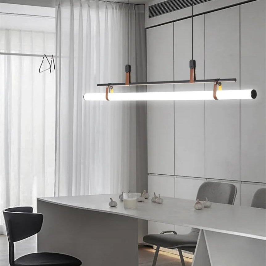 Modernes minimalistisches Langrohr Linearer LED Kronleuchter