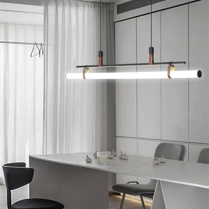 Modernes minimalistisches Langrohr Linearer LED Kronleuchter