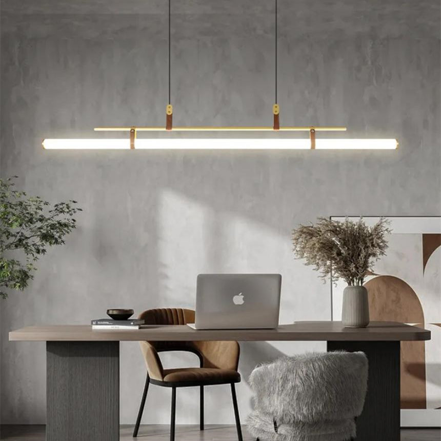 Modernes minimalistisches Langrohr Linearer LED Kronleuchter