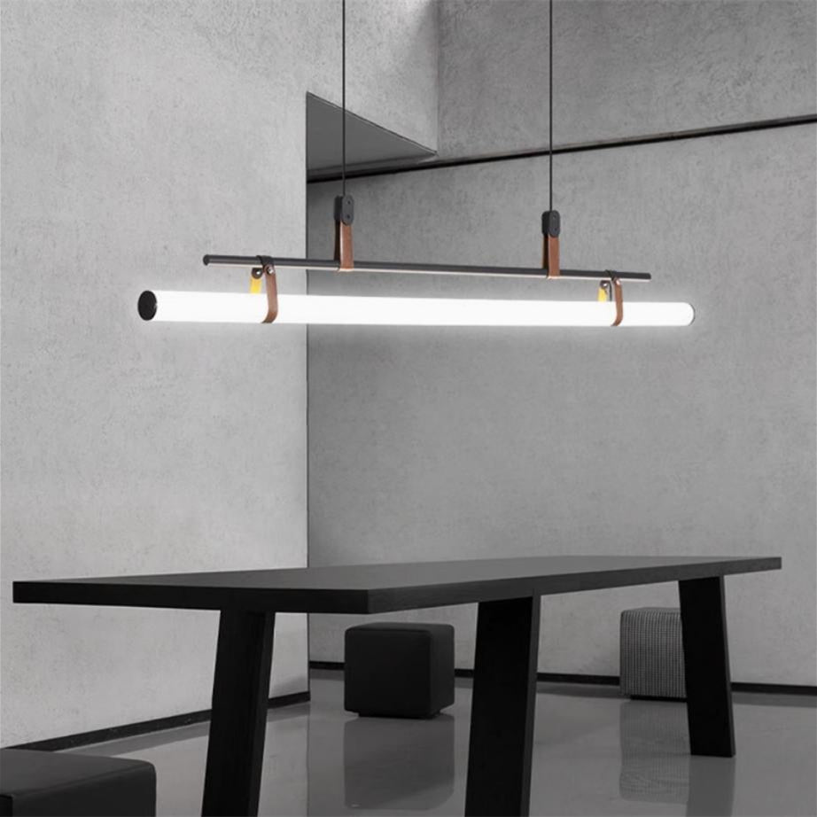 Modernes minimalistisches Langrohr Linearer LED Kronleuchter