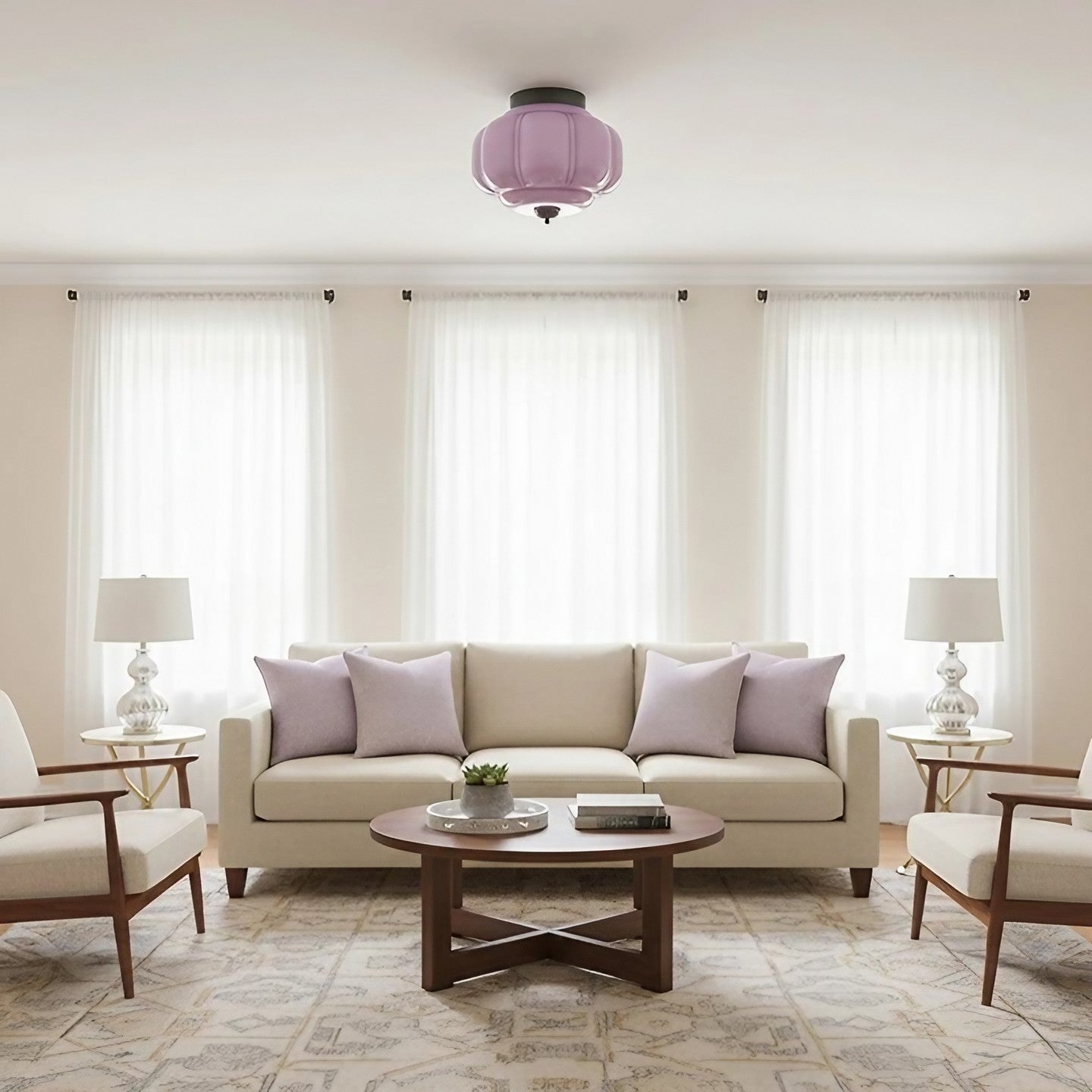 Eloise Milk Glass Ceiling Light - Vintage Flush Mount Ceiling Light