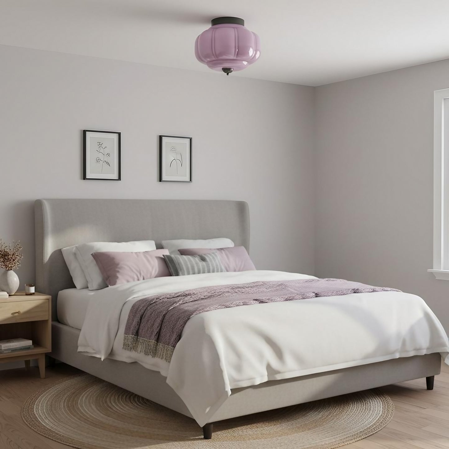 Eloise Milk Glass Ceiling Light - Vintage Flush Mount Ceiling Light