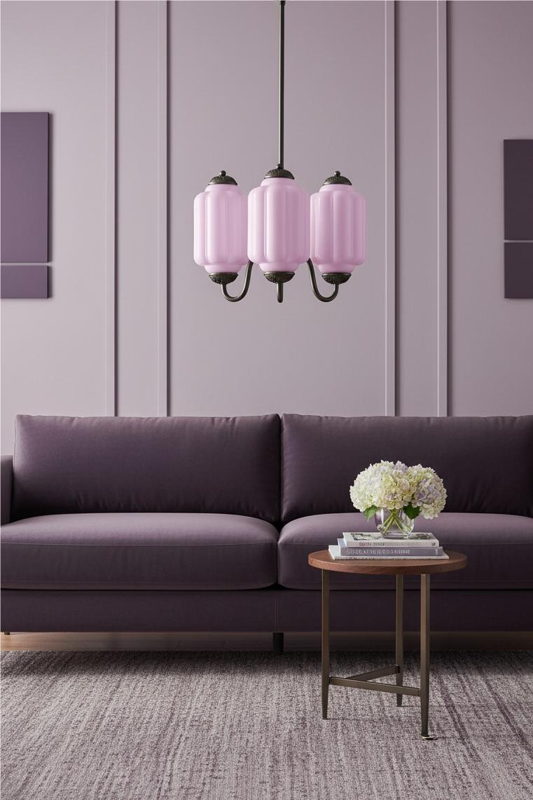 Vintage Eloise Glass Chandelier With 3 Lights