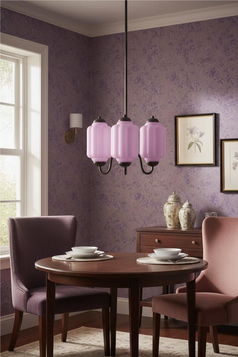 Vintage Eloise Glass Chandelier With 3 Lights