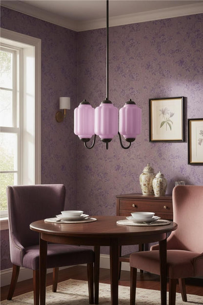 Vintage Eloise Glass Chandelier With 3 Lights