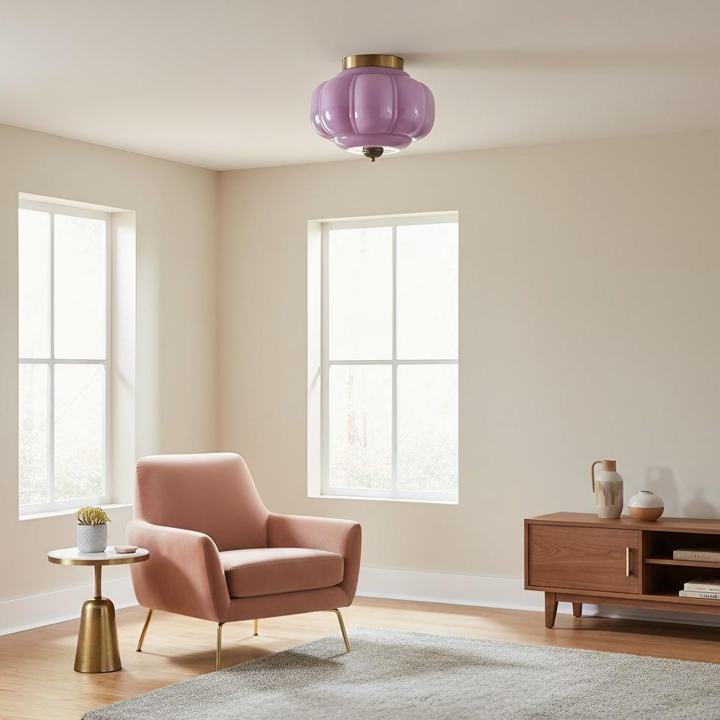 Eloise Milk Glass Ceiling Light - Vintage Flush Mount Ceiling Light