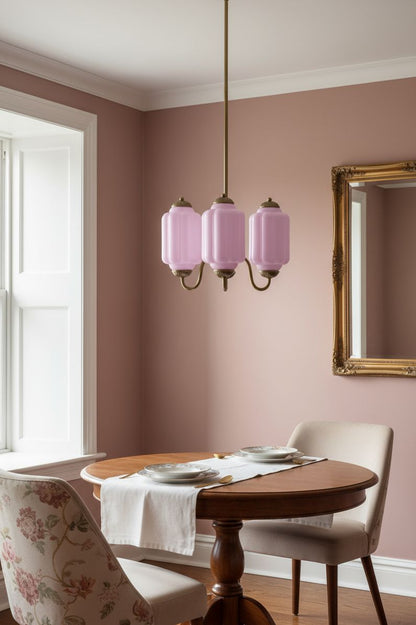 Vintage Eloise Glass Chandelier With 3 Lights