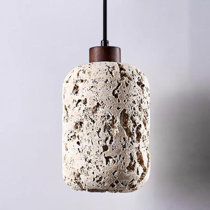 Barrel shaped Travertine Cutout Pendant Lamp