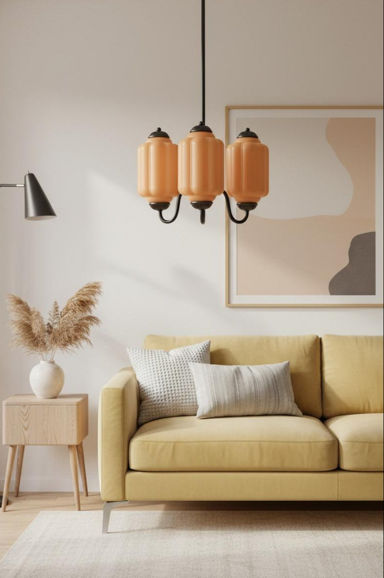 Vintage Eloise Glass Chandelier With 3 Lights