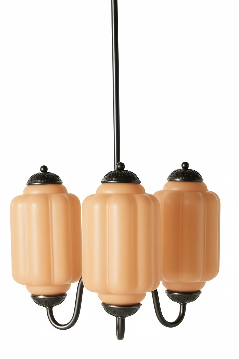 Vintage Eloise Glass Chandelier With 3 Lights