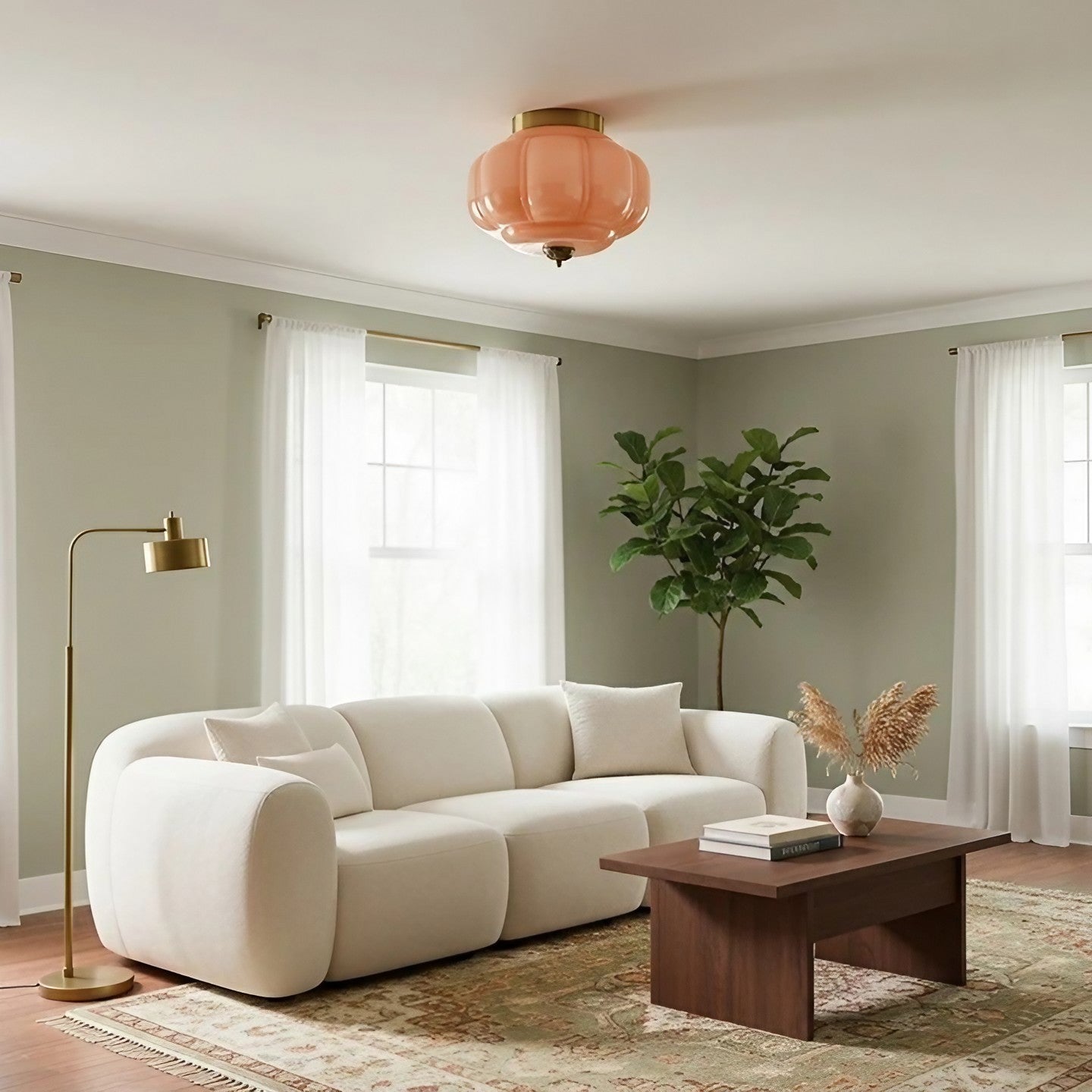 Eloise Milk Glass Ceiling Light - Vintage Flush Mount Ceiling Light