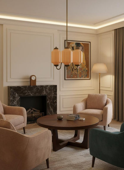 Vintage Eloise Glass Chandelier With 3 Lights