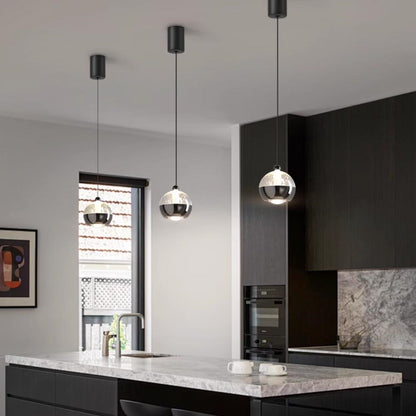 Modern Liftable Mini Csystal Globe Pendant Light Over Nightstand