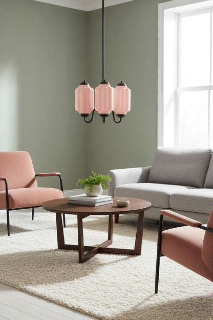 Vintage Eloise Glass Chandelier With 3 Lights