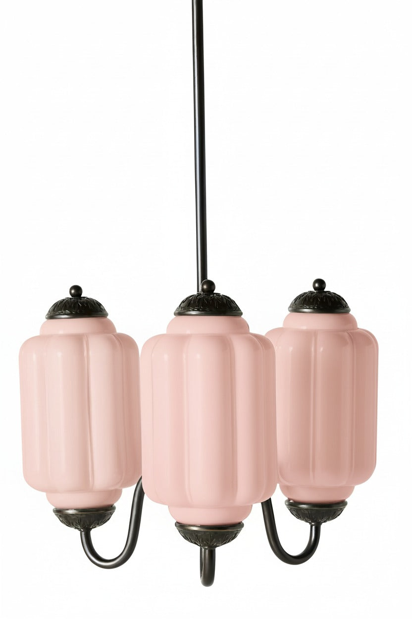 Vintage Eloise Glass Chandelier With 3 Lights