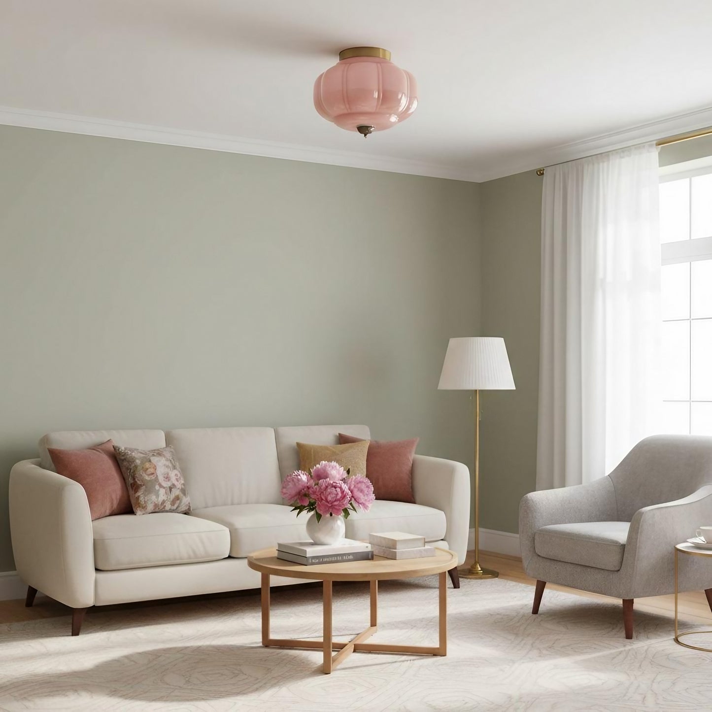 Eloise Milk Glass Ceiling Light - Vintage Flush Mount Ceiling Light