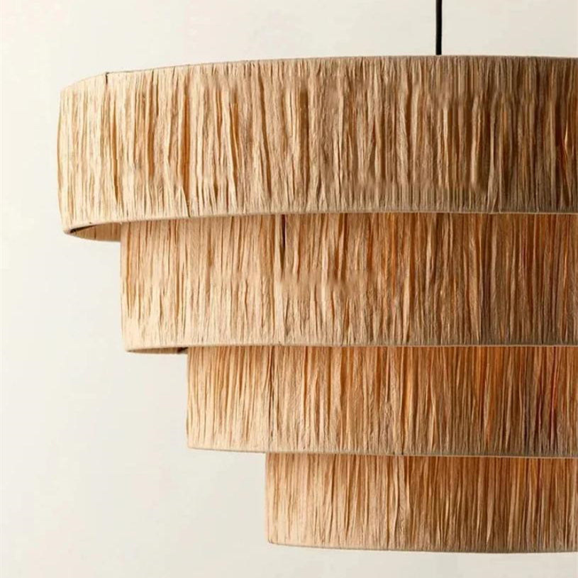 Rustic Wabi Sabi Art Decor Raffic Woven Pendant Light