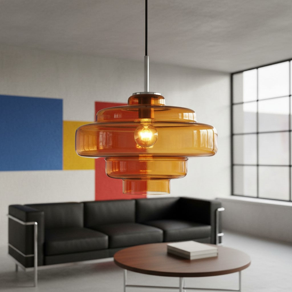 Koloro Millie Stufen Pendelleuchte aus Glas - Retro Stil für Wohn- und Esszimmer