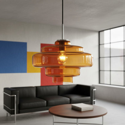Koloro Millie Stufen Pendelleuchte aus Glas - Retro Stil für Wohn- und Esszimmer