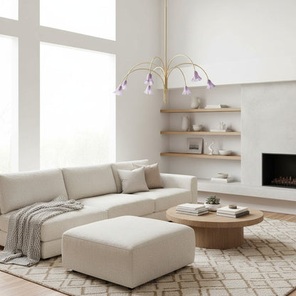 Bellina Sculptural Glass Lily Chandelier – Modern Romantic Pendant Light for High Ceilings