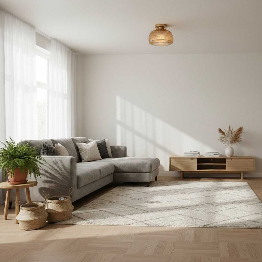 LumaVault Glass Dome Flush Mount Ceiling Light Retro Style for Living Room