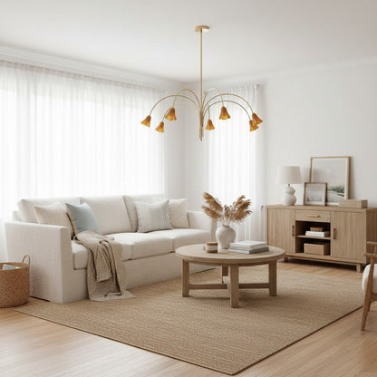 Bellina Sculptural Glass Lily Chandelier – Modern Romantic Pendant Light for High Ceilings