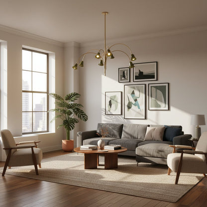 Bellina Sculptural Glass Lily Chandelier – Modern Romantic Pendant Light for High Ceilings