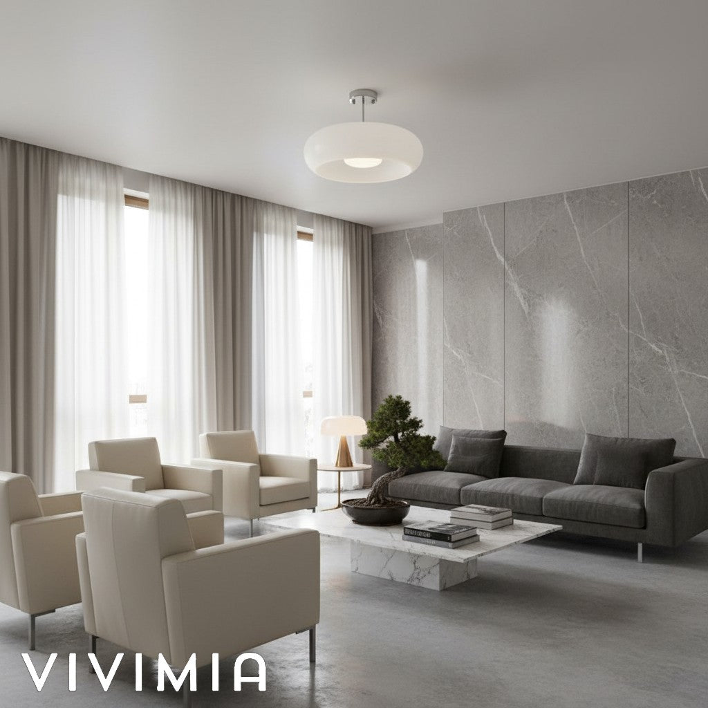 LumaDisc Disc-Shaped Glass Ceiling Lamp Bauhaus Style for Living & Dining Spaces