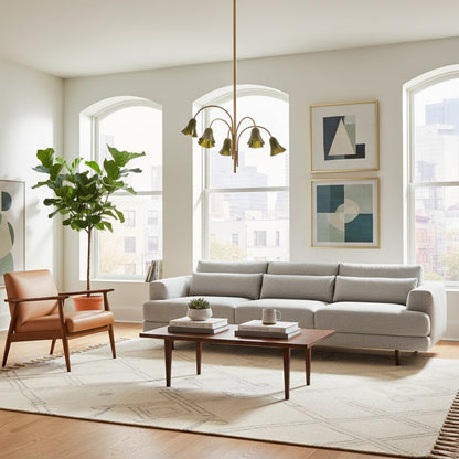 Bellina Sculptural Glass Lily Chandelier – Modern Romantic Pendant Light for High Ceilings