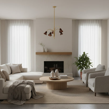 Bellina Sculptural Glass Lily Chandelier – Modern Romantic Pendant Light for High Ceilings