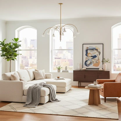 Bellina Sculptural Glass Lily Chandelier – Modern Romantic Pendant Light for High Ceilings