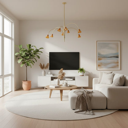 Bellina Sculptural Glass Lily Chandelier – Modern Romantic Pendant Light for High Ceilings