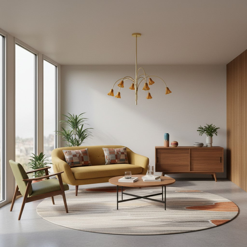 Bellina Sculptural Glass Lily Chandelier – Modern Romantic Pendant Light for High Ceilings