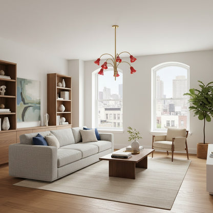 Bellina Sculptural Glass Lily Chandelier – Modern Romantic Pendant Light for High Ceilings