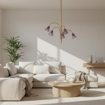 Bellina Sculptural Glass Lily Chandelier – Modern Romantic Pendant Light for High Ceilings