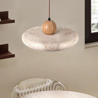 Modern Minimalist Travertine Frisbee Pendant Lamp