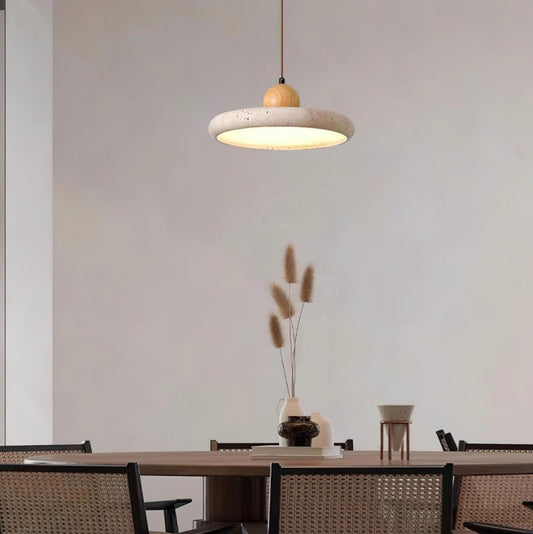 Modern Minimalist Travertine Frisbee Pendant Lamp